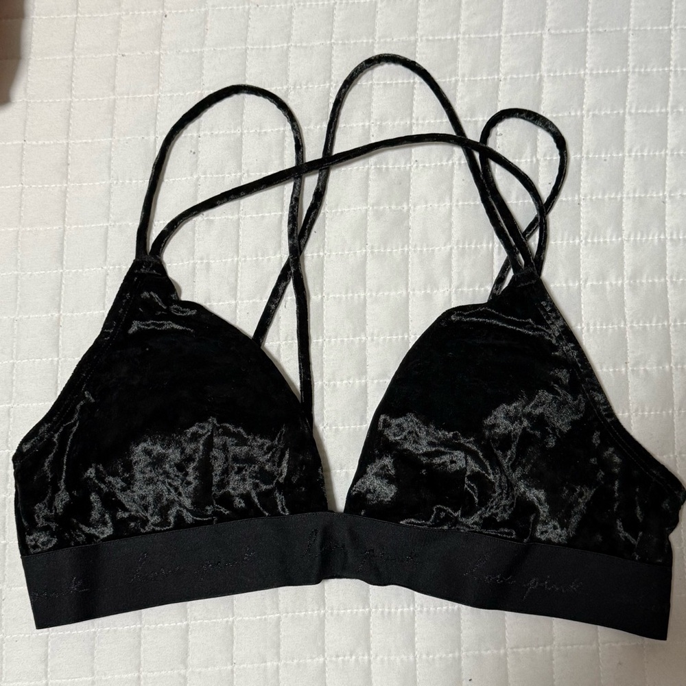 PINK Victoria's Secret Black Velvet Bralette